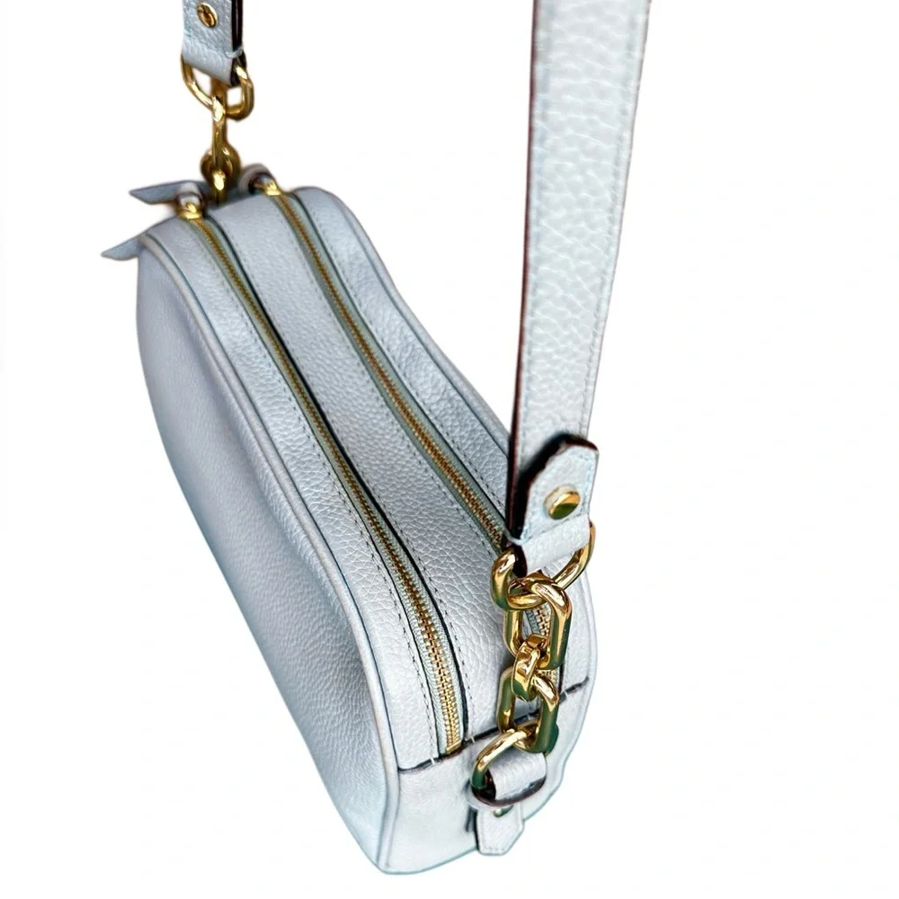 KATE SPADE Mulberry Street Darian Light Blue Pebbled Leather Zip Crossbody Chain - Picture 13 of 16